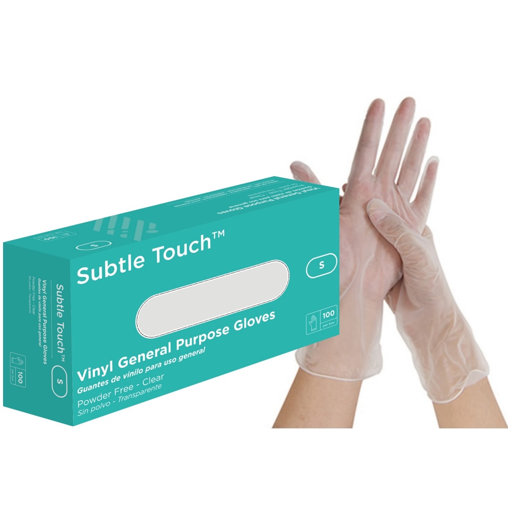 GuestSupply US Subtle Touch Vinyl Gloves Powder Free, Clear, Small
